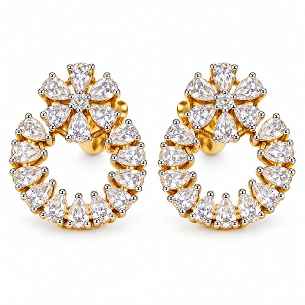 Royal Floral Sparkle Diamond Earrings