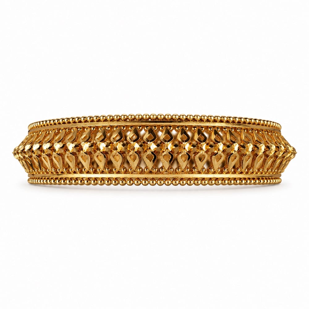 Intricate Filigree & Bead Gold Bangle