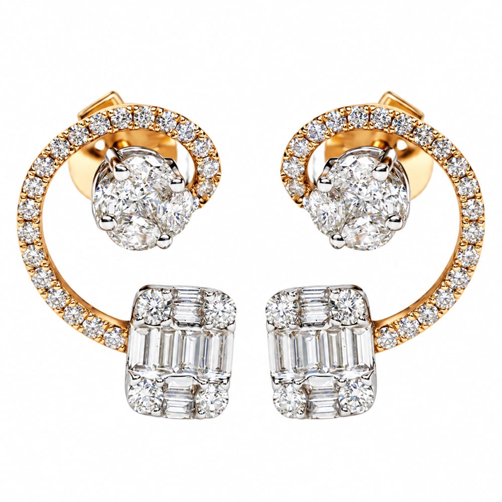 Radiant Geometric Diamond Earrings