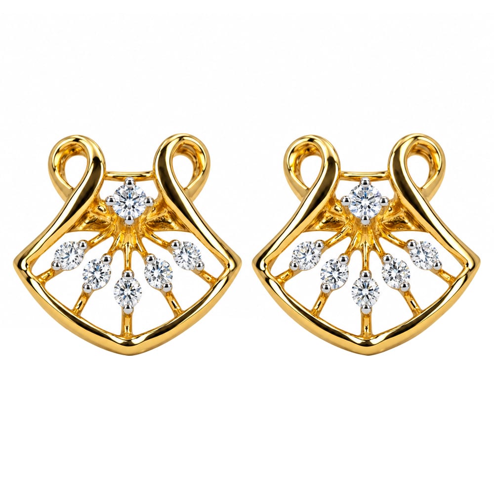 Royal Radiance Fan-Shaped Diamond Earrings