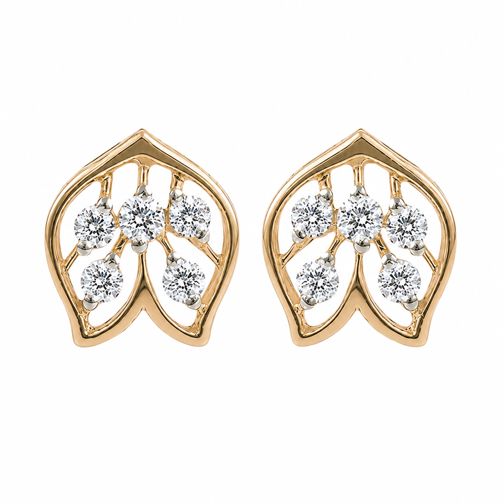 Diamond Leaf Glow Stud Earrings