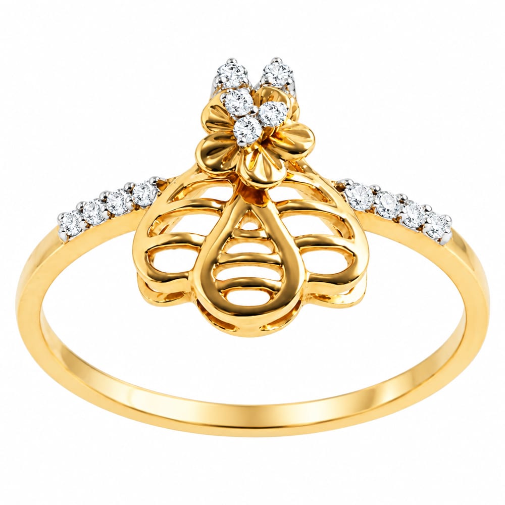 Sparkling & Shine Golden Blossom Bee Diamond Ring