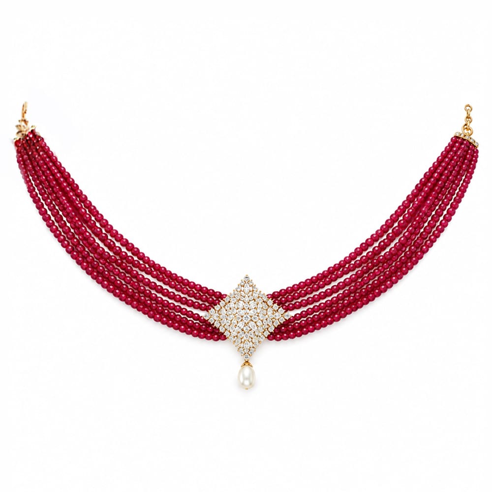 Royal Ruby Beaded Diamond Choker Necklace