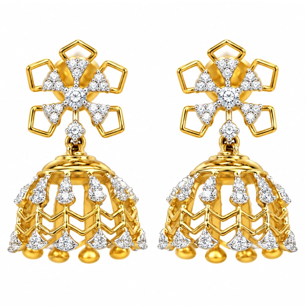Royal Floral Radiance Diamond Jhumka Earrings