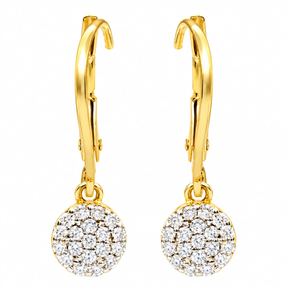 Radiant Sparkle Round Cluster Diamond Drop Earrings