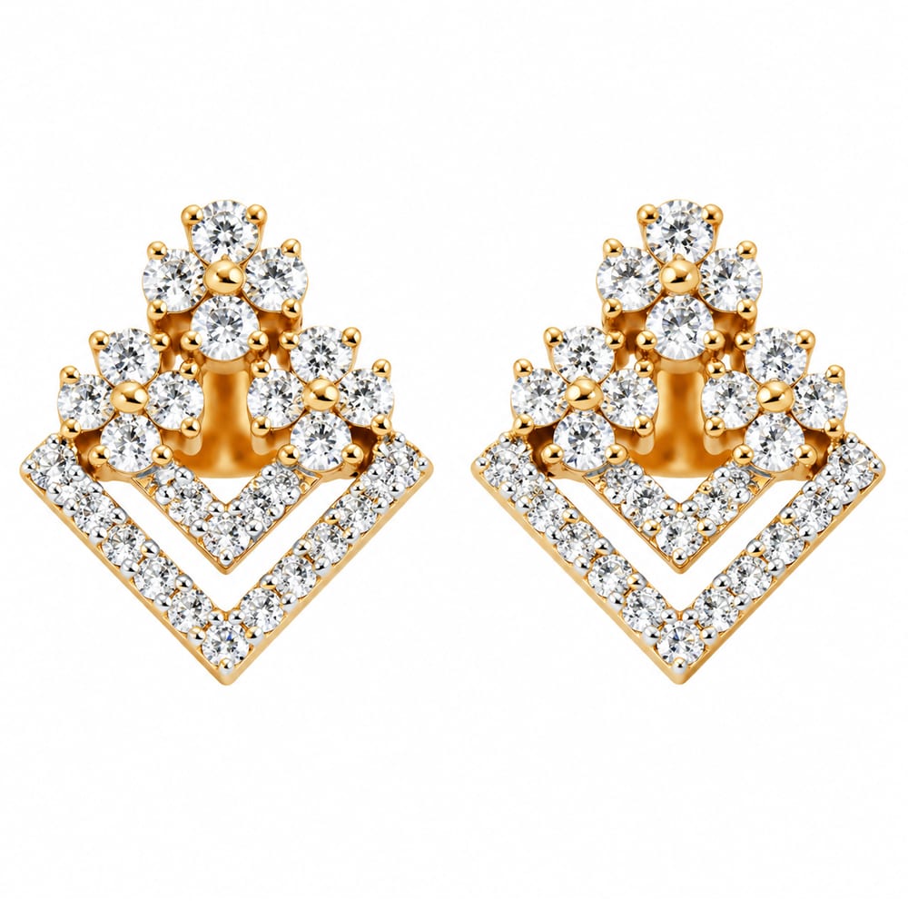 Elegant Blossom Tiered Diamond Stud Earrings