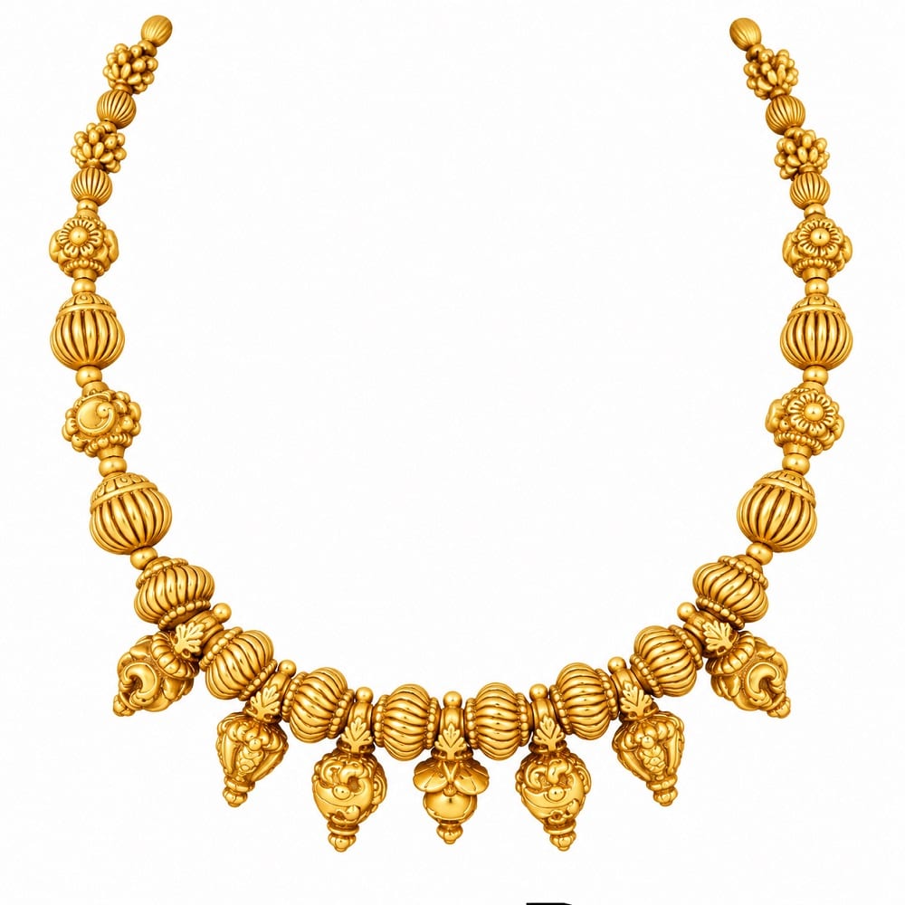 Traditional Temple Motif Gold Necklace