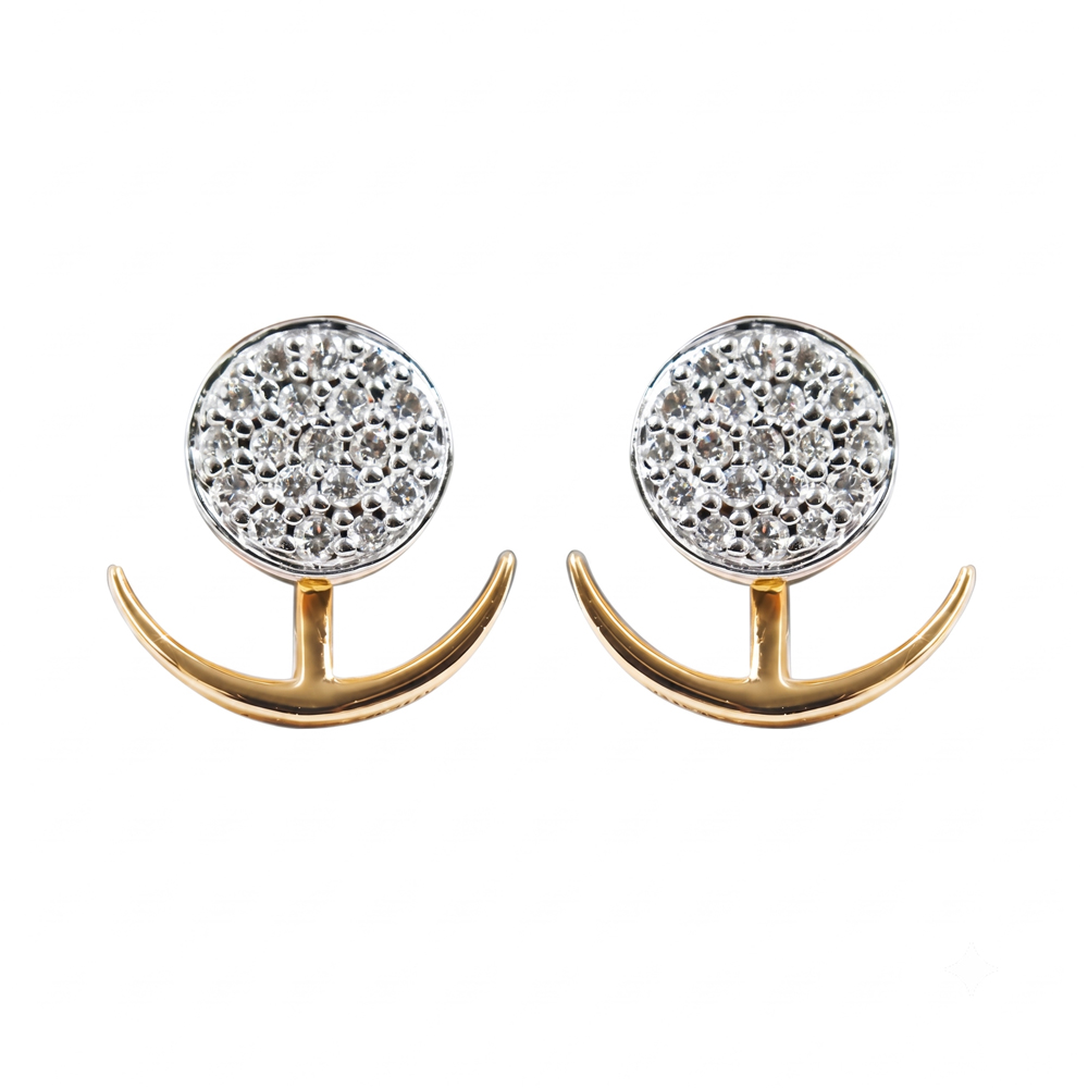Diamond Crescent Circle Earrings