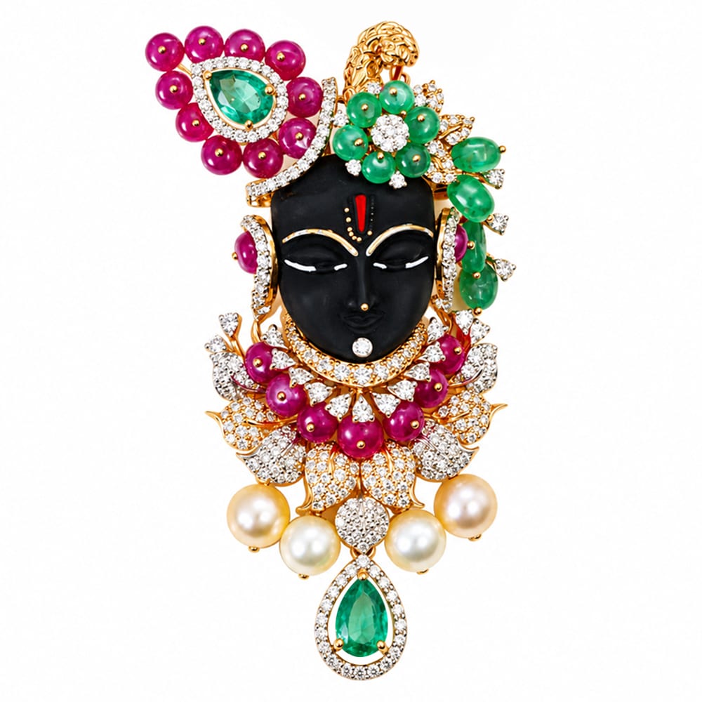 Royal Divine Krishna Multicolor Diamond Pendant