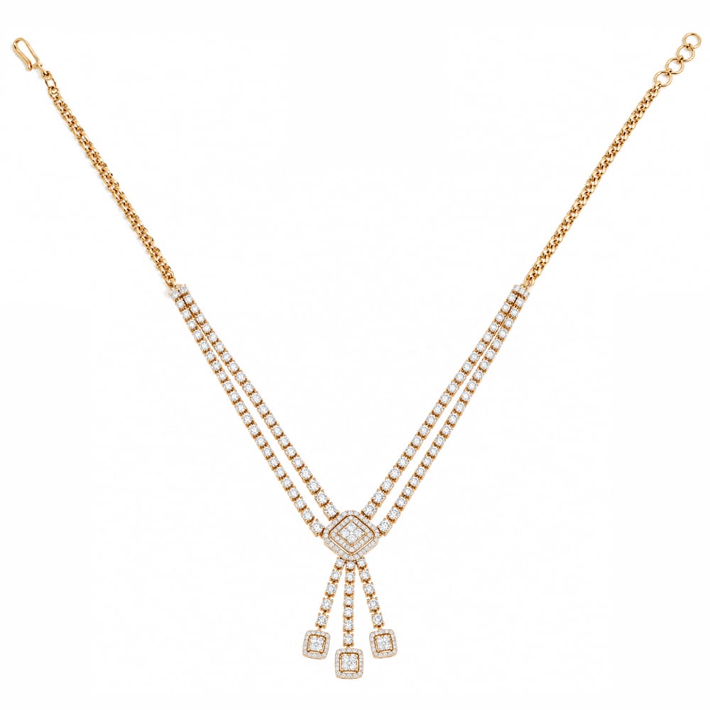 Royal Radiance Geometric Drop Diamond Necklace