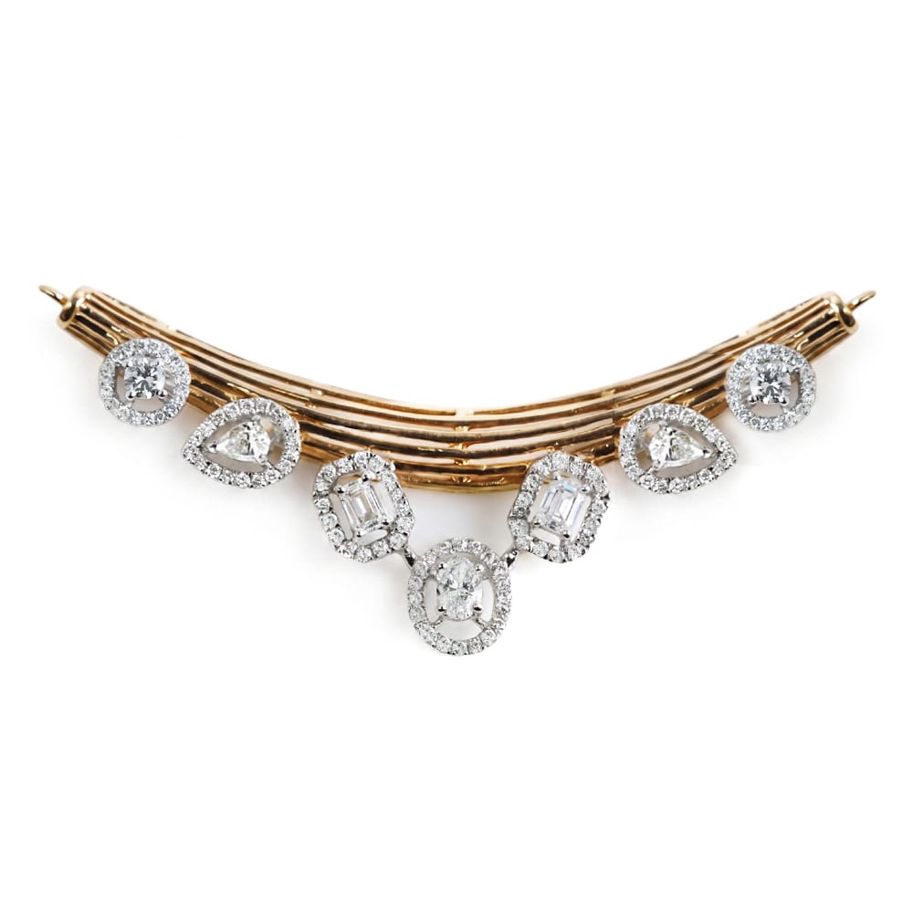 Elegant Curved Multi-Motif Diamond Tanmania Pendant