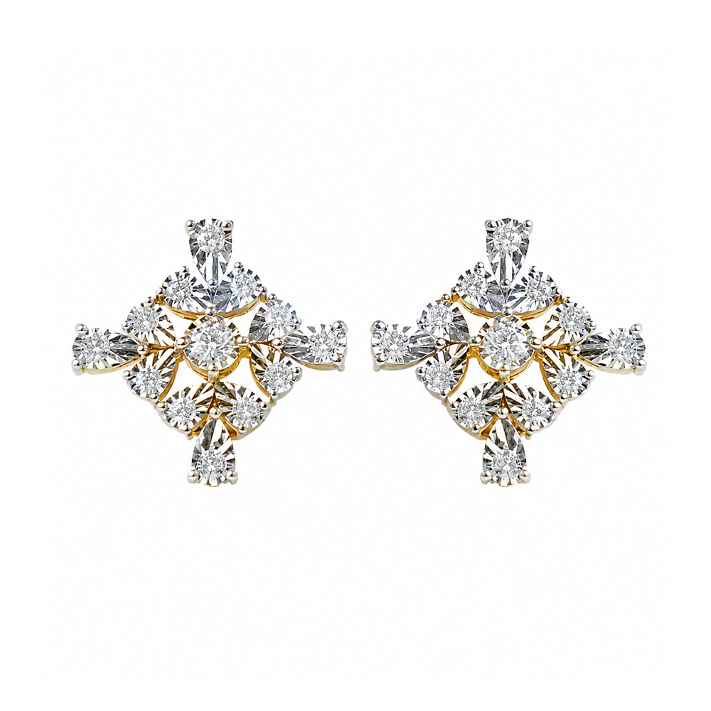 Floral Diamond Stud Earrings