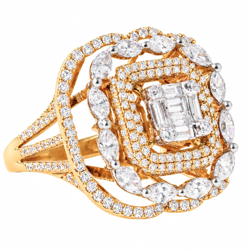 Opulent Floral Cluster Diamond Cocktail Ring