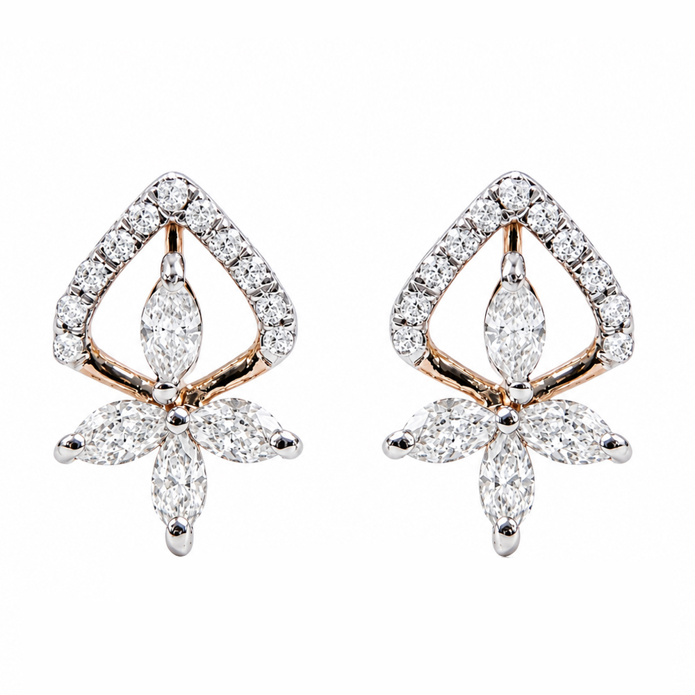Elegant Diamond Floral Drop Earrings