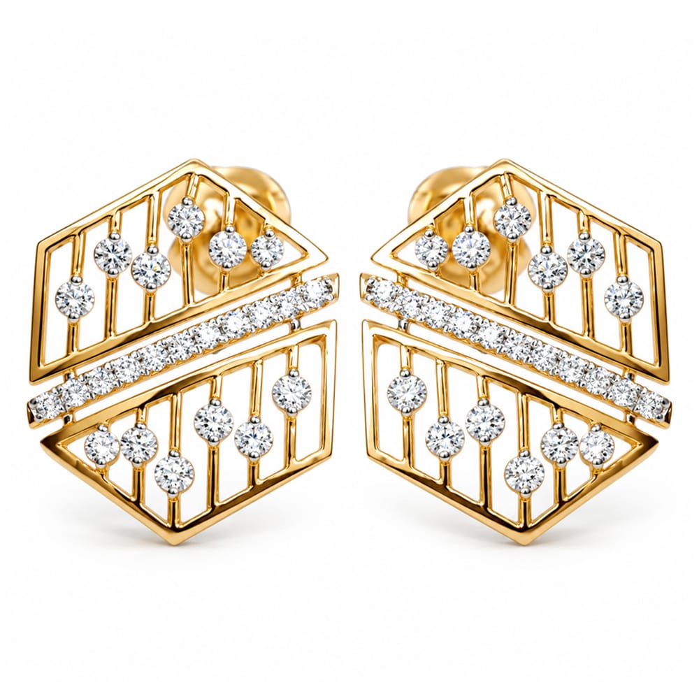 Elegant Royal Geometric Sparkle Diamond Earrings