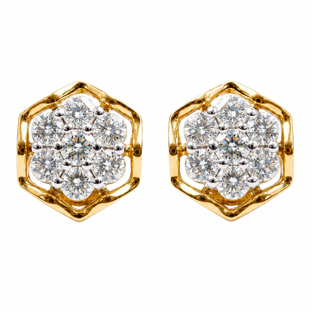 Elegant Diamond Cluster Stud Earrings