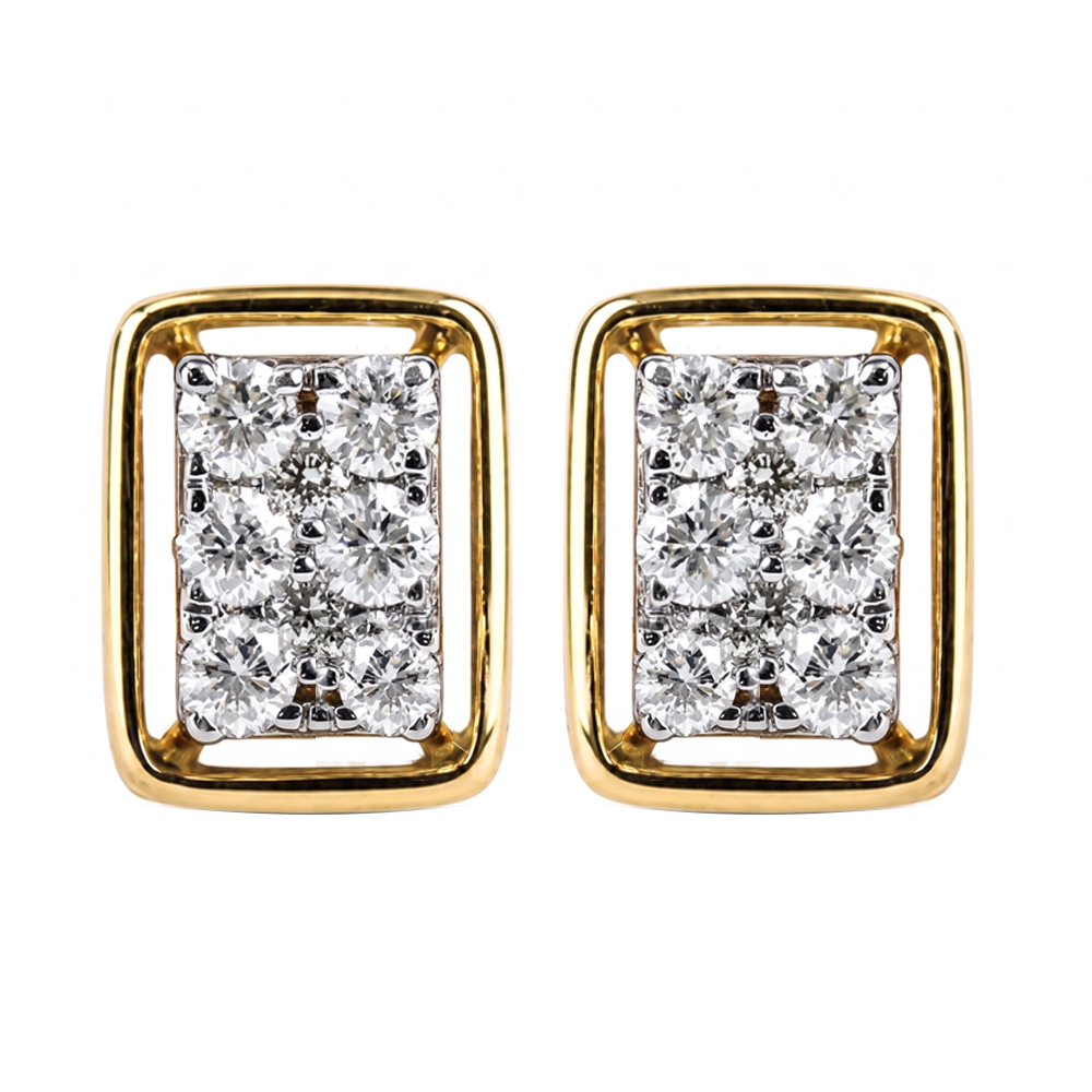 Elegant rectangular Diamond Stud Earrings