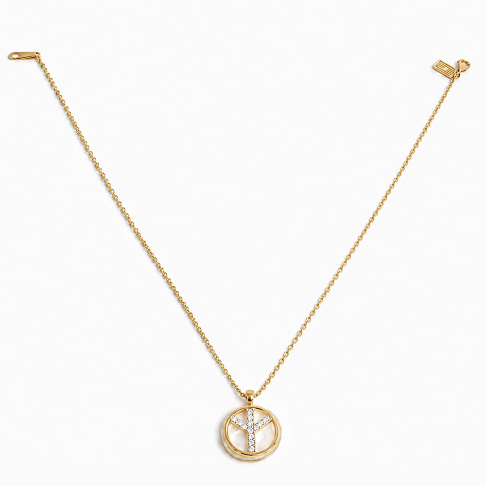 Diamond Circle Y Pendant Necklace