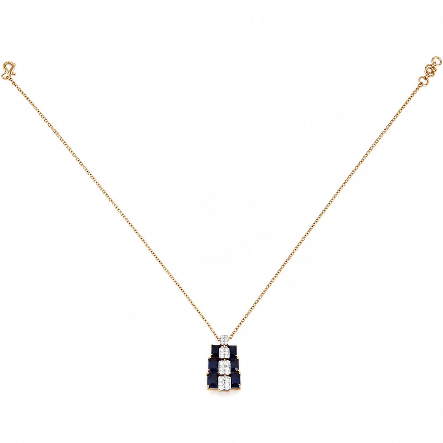 Royal Sapphire & Diamond Pendant Necklace