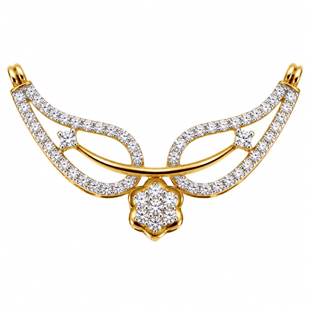 Elegant Floral Swirl Tanmania Diamond Pendant