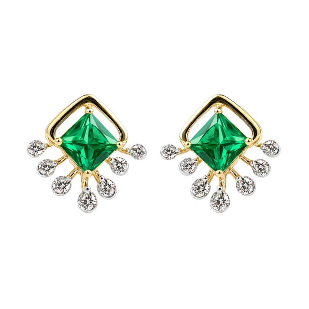 Diamond Fan Stud Earrings