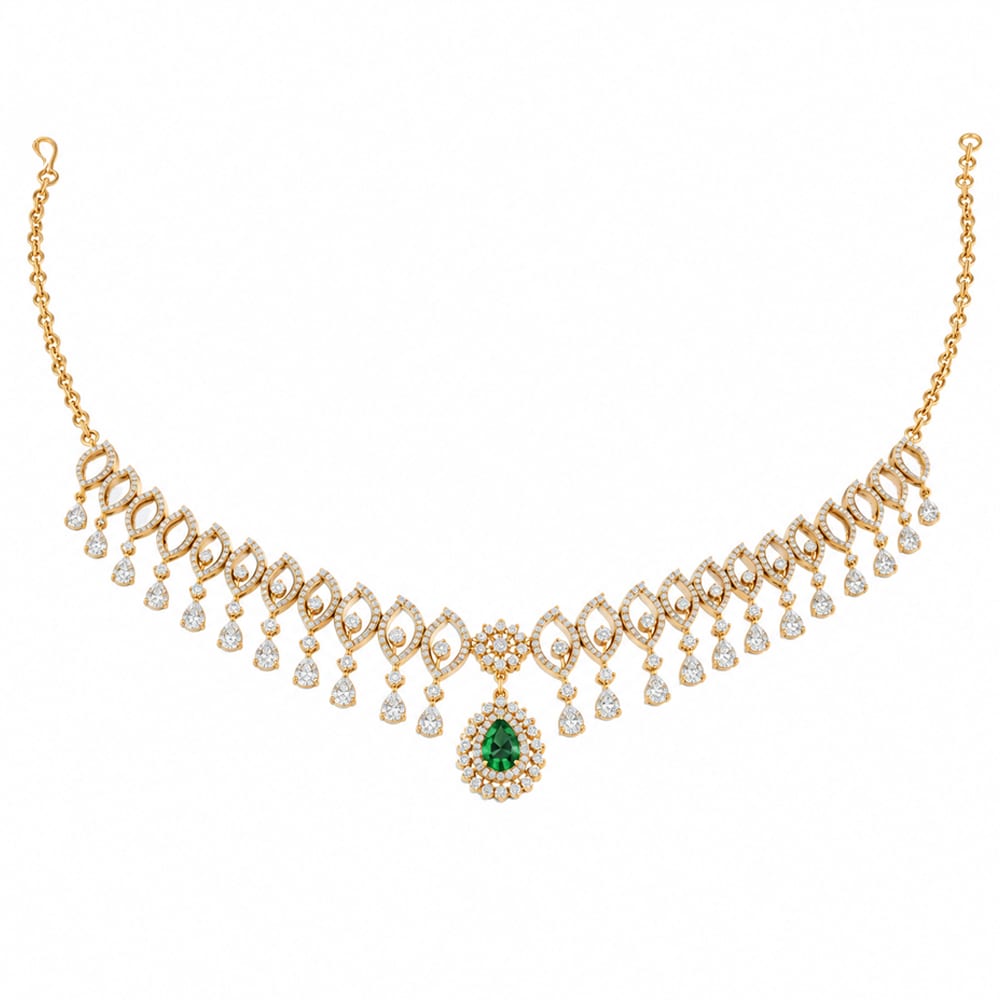 Royal Emerald Teardrop Diamond Necklace