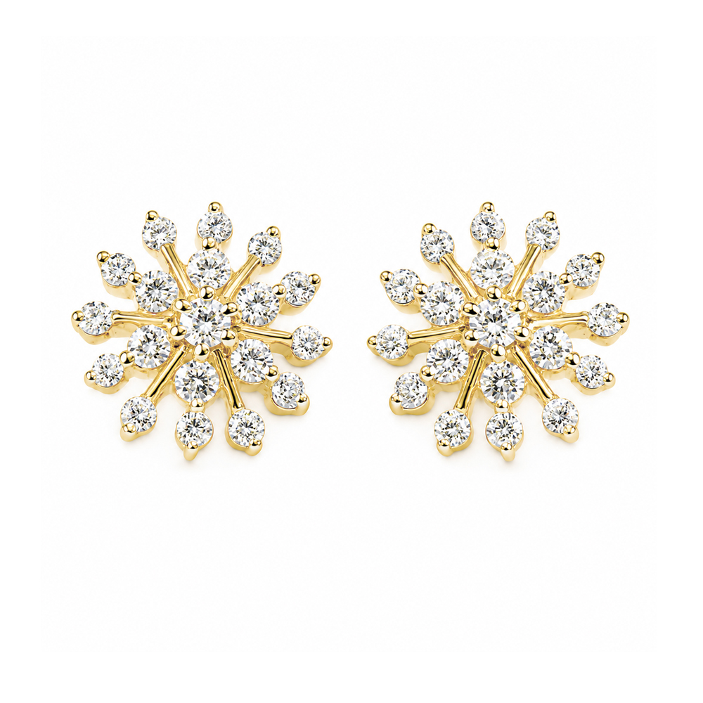 Radiant Floral Diamond Stud Earrings