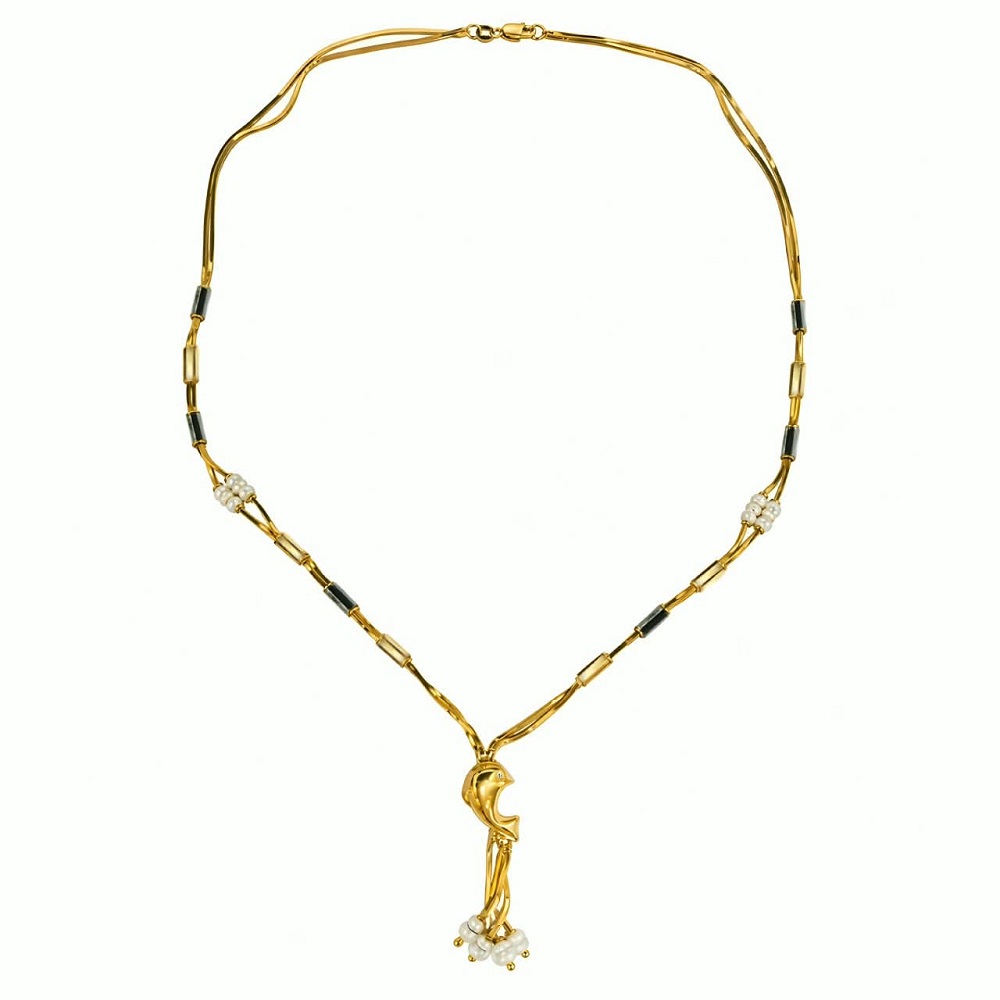 Dolphin Charm Bombay-Style Gold Necklace